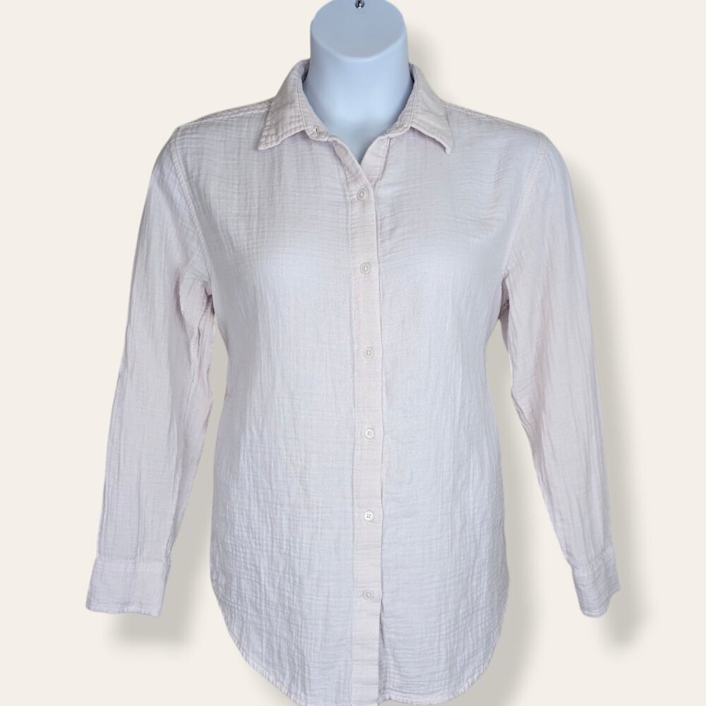 Little Moon Aritzia Light Pink 100% Organic Cotton Button Down Blouse